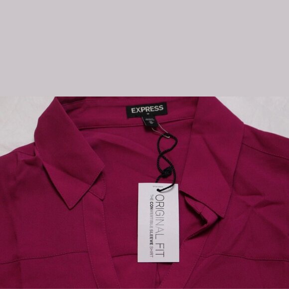 Express Womens Long Sleeve V-Neck Button Down Shirt Pink Top Blouse Size M NWOT - Picture 3 of 6